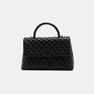 CHANEL Coco Handle Caviar 2WAY Black Handbag with Black Fittings, Series 30